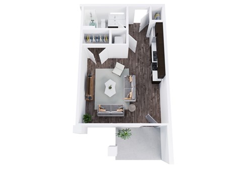 Floor plan for studio, 1 bath, 473 sqft
